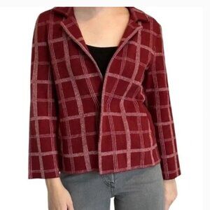 Moth by Anthropologie Red Windowpane Knit Blazer Size Small EUC